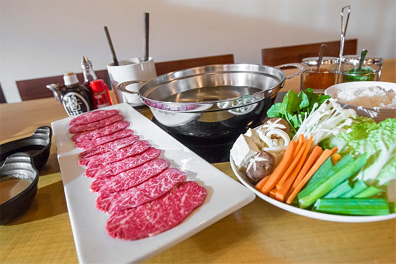 Couples can have fun swishing and stirring and sharing a Japanese dinner at Kobe An Shabu Shabu.