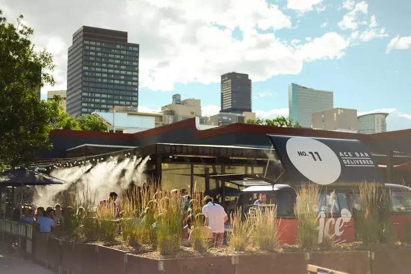 Image: The Ace Eat Serve patio overlooks 17th Avenue.