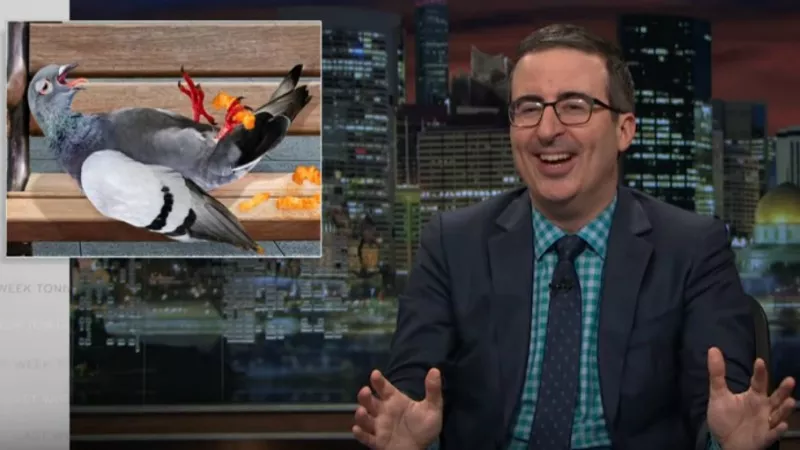 Image: John Oliver talking about the drawbacks of having Colorado marijuana delivered to other states via carrier pigeon.
