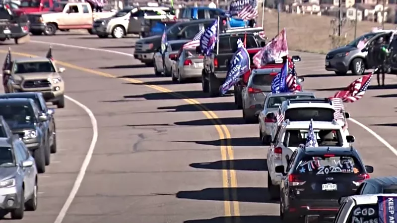 Image: A look at some of the participants in the MAGA Drag the Interstate rally on November 1.