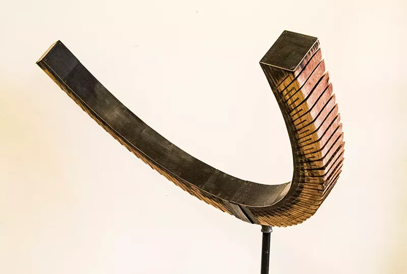 Image: Autumn T. Thomas, “Dark Side of the Moon,” 2019, pine, copper, resin.