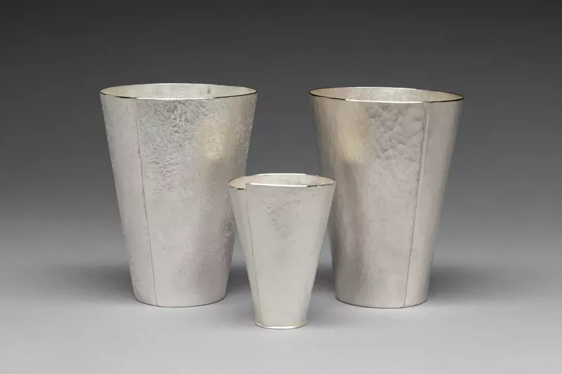 Image: Kim Harrell, textured fine silver cups.