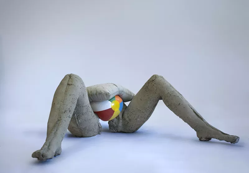 Image: Sarah Bowling, “My body,” 2017, concrete, beach ball.