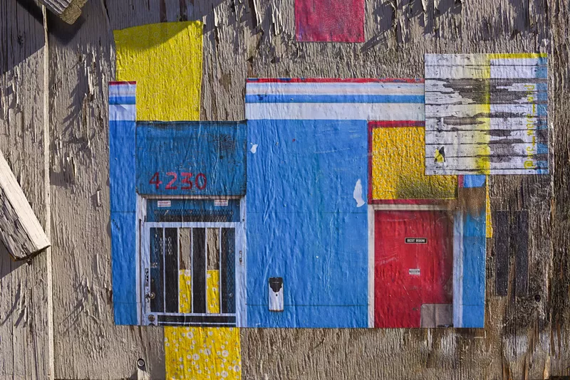 Image: The wheat-pasting duo We Were Wild comprises Risa Friedman and Meredith Feniak, who started putting up pieces of art in Denver in June 2018 and participated in Crush Walls. Above: An installation at Grandma's House on South Broadway.
