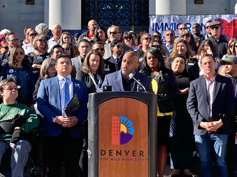Image: Mayor Michael Hancock and other politicians rallied to show support for DACA recipients.