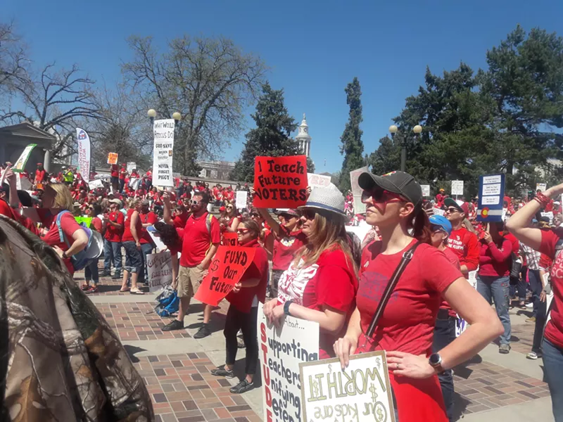 Image: Colorado educators wore red as part of the national #RedforEd protests to lobby state legislators to end cuts to public education.