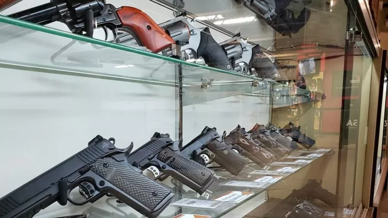 Image: Firearms for sale at Bristlecone Shooting, Training & Retail Center in Lakewood.