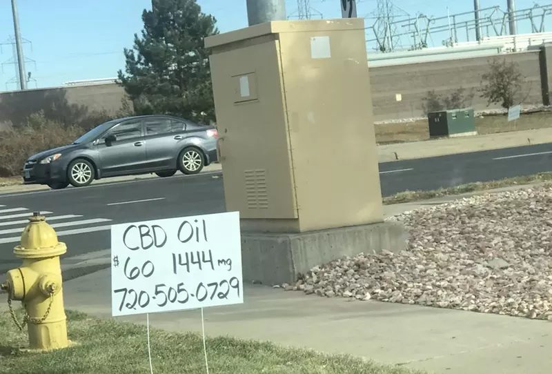 Image: Signs selling unregulated CBD, like this one in Aurora, are popping up in Colorado.