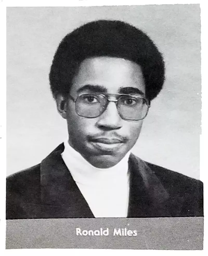 Image: Ron Miles’s East High School yearbook photo.