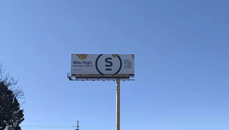 Image: Marijuana advertisements on billboards, like this one in Lakeside, are becoming more common around Colorado. But not in Denver.