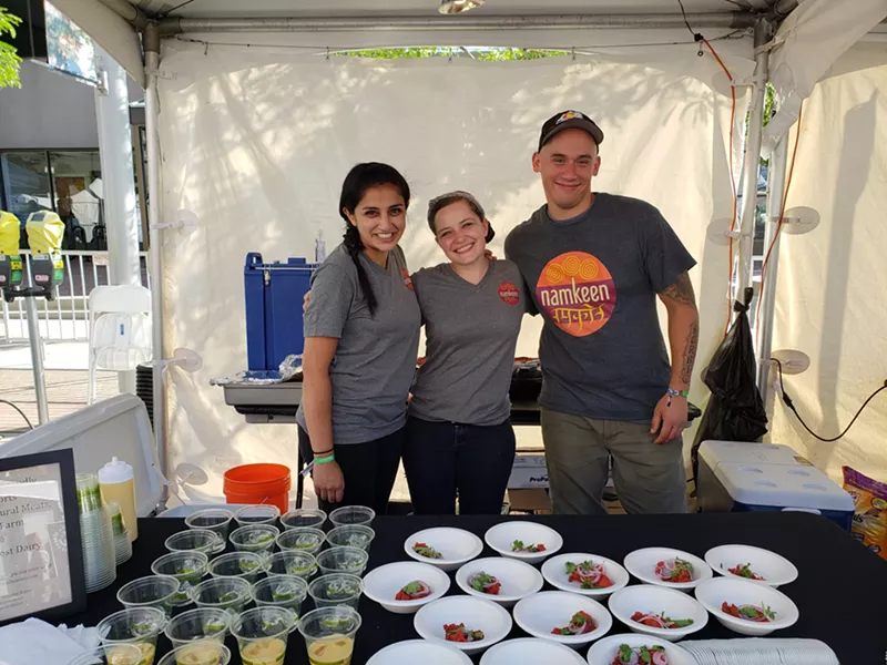 Image: Spuntino chef/co-owner Cindhura Reddy (left) and chef Austin Nickel (center) are both James Beard Award semi-finalists.