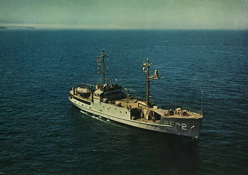 Image: The USS Pueblo in Puget Sound during a trial run in 1967.