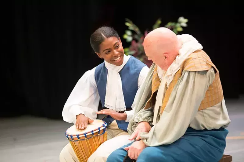 Image: Amber Scales as Viola with Rinde Eckert as Feste.