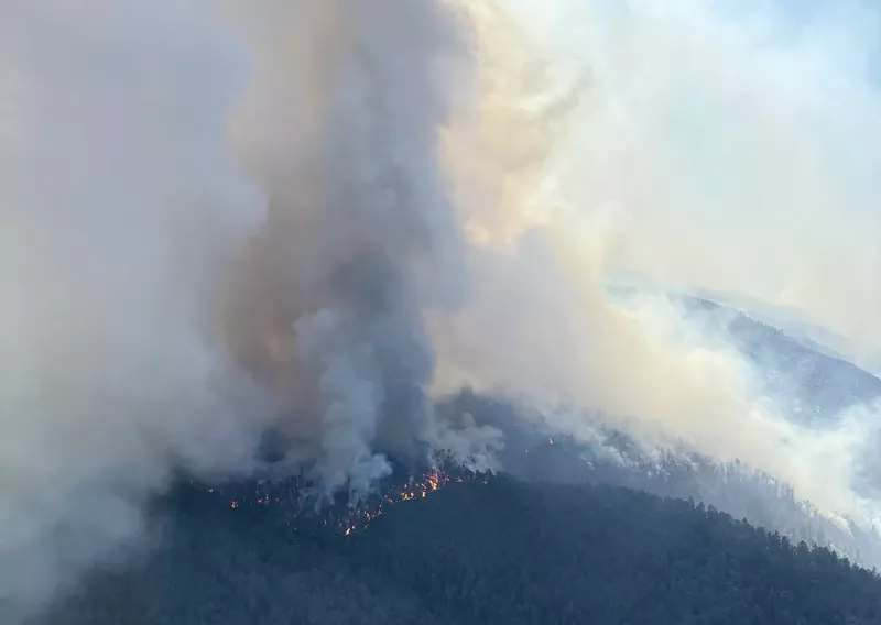 Image: Trees on fire on a mountain top