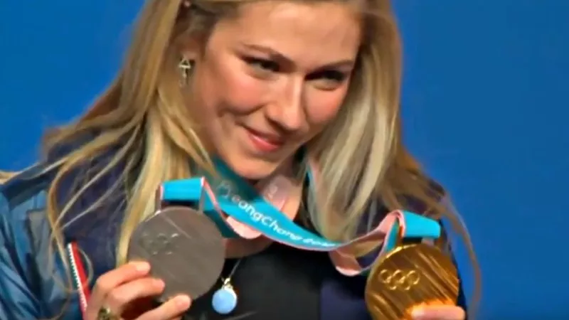 Image: Vail's Mikaela Shiffrin showing off the two medals she won at the 2018 Winter Olympics.