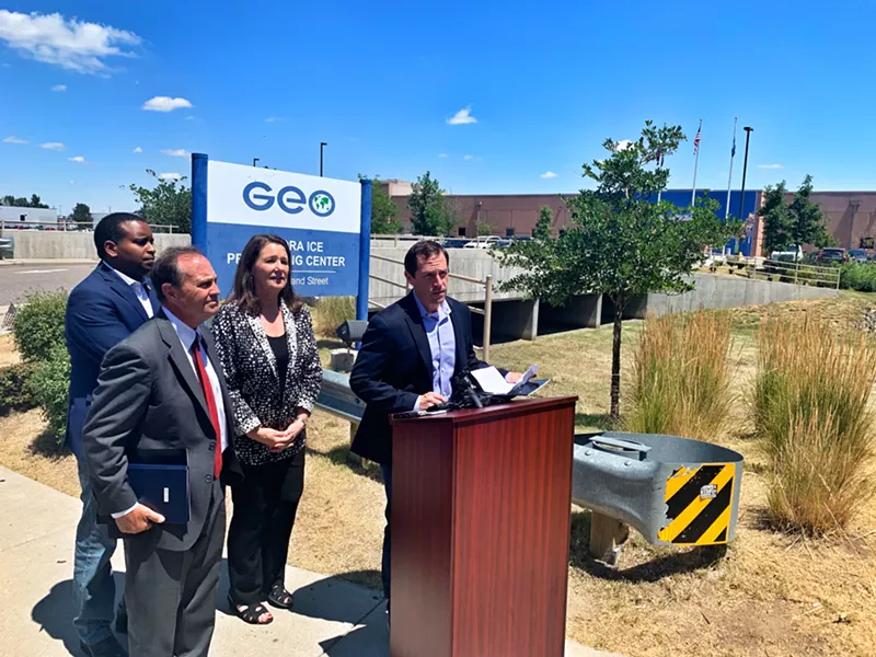 Image: Colorado's Democratic members of the House of Representatives toured the GEO immigration detention facility on July 22.