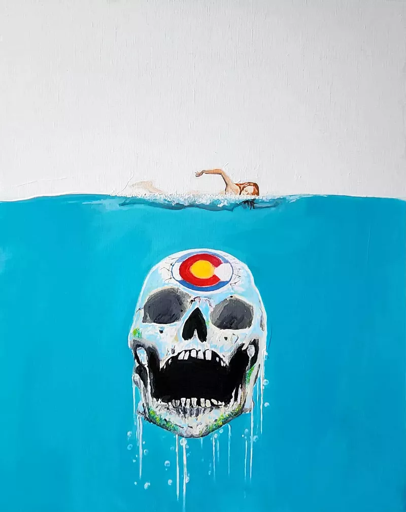 Image: A skull with the colorado logo stamped on its forehead