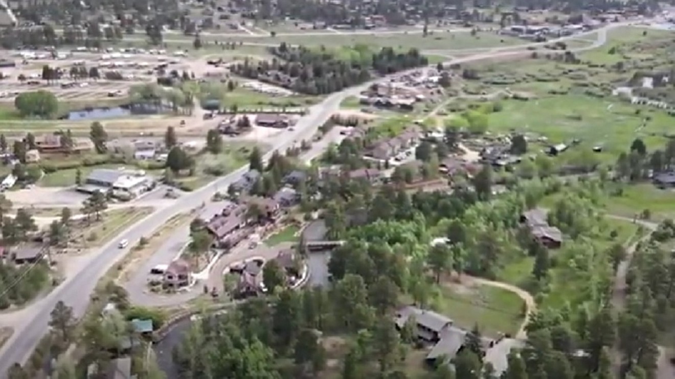 An aerial view of Estes Park, one of three areas in Colorado where the new COVID-19 variant has been detected thus far.