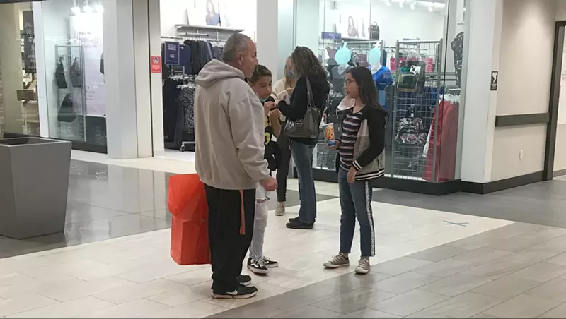 Image: Customers at Denver-area malls continue to walk in common areas without masks if they have purchased snacks or drinks rather than staying in designated dining areas.