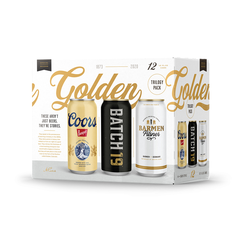The Golden Trinity twelve-pack features Barmen, Batch 19 and Coors Banquet.