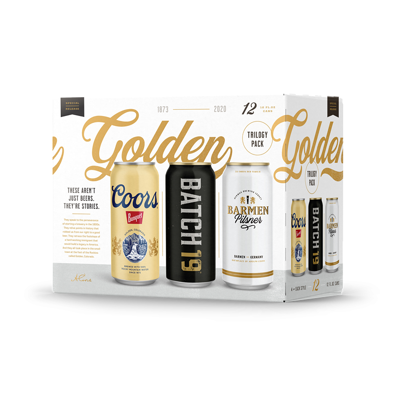 Image: The Golden Trinity twelve-pack features Barmen, Batch 19 and Coors Banquet.