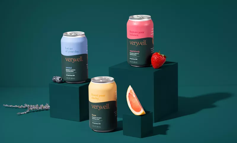 Image: Verywell drinks come in grapefruit-tarragon, strawberry-hibiscus and blueberry-lavender flavors.