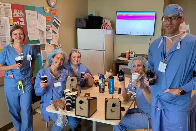 Image: These hospital workers can thank Corvus customers for all the coffee.
