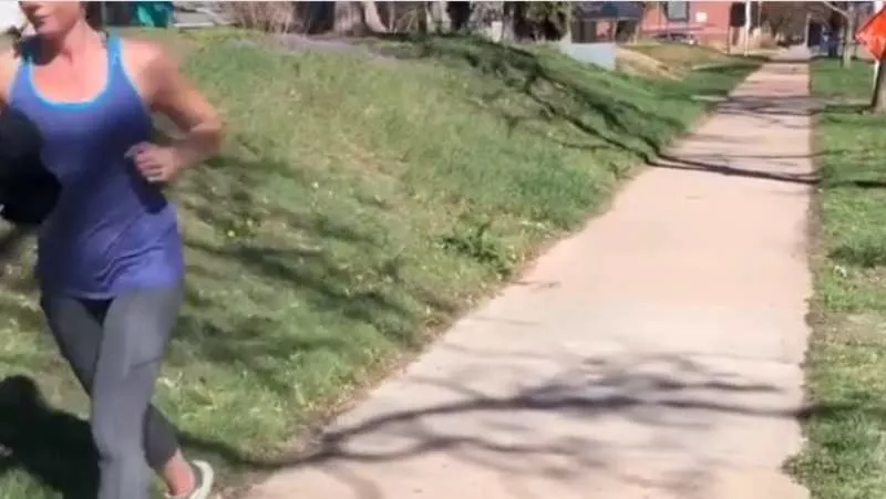 Image: A screen capture of an Instagram video of an unmasked Denver-area jogger sans social distancing.