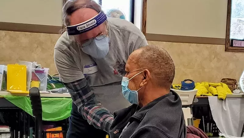Image: A photo from a vaccination site shared by Governor Jared Polis on February 2.