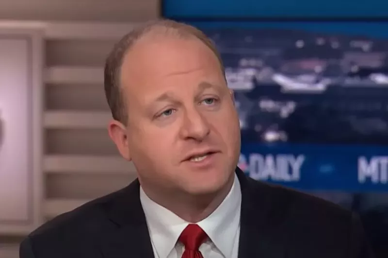 Image: Governor Jared Polis during an appearance on MTP Daily.
