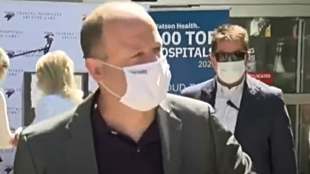 Governor Jared Polis during a visit to Rose Medical Center this week.