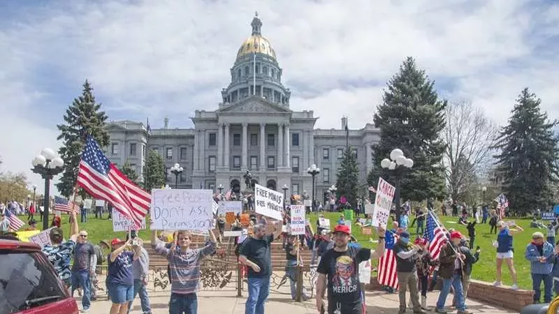 Image: Operation Gridlock protesters at the Colorado State Capitol on April 19.