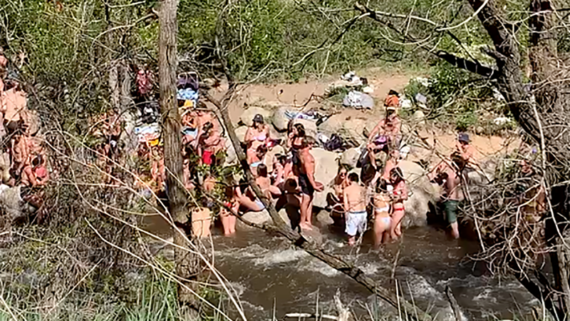 Image: A gathering at Boulder Creek on May 19 wasn't exactly an exemplar of proper social distancing. See the video below.