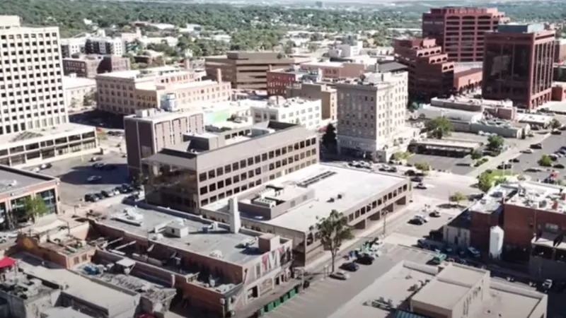 Image: An aerial view of Colorado Springs, the most populous city in El Paso County.