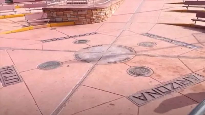 Image: The Four Corners Monument, where the states of Colorado, Arizona, New Mexico and Utah meet.