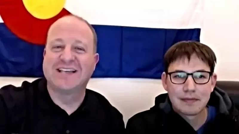 Image: Governor Jared Polis and First Gentleman Marlon Reis in a video for the 2020 Ally Up event, released five days before the pair tested positive for COVID-19.