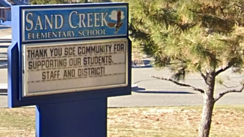Image: Sand Creek Elementary School is located at 8898 South Maplewood Drive in Highlands Ranch.