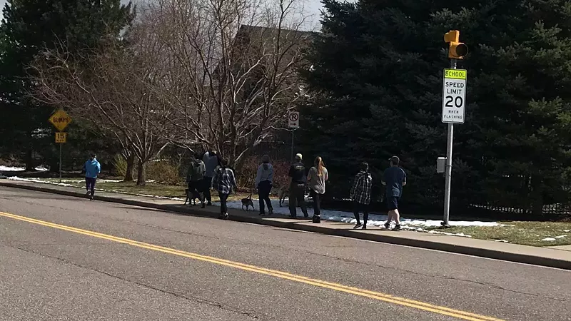 Image: A group just under the recommended limit of ten taking a stroll this weekend.