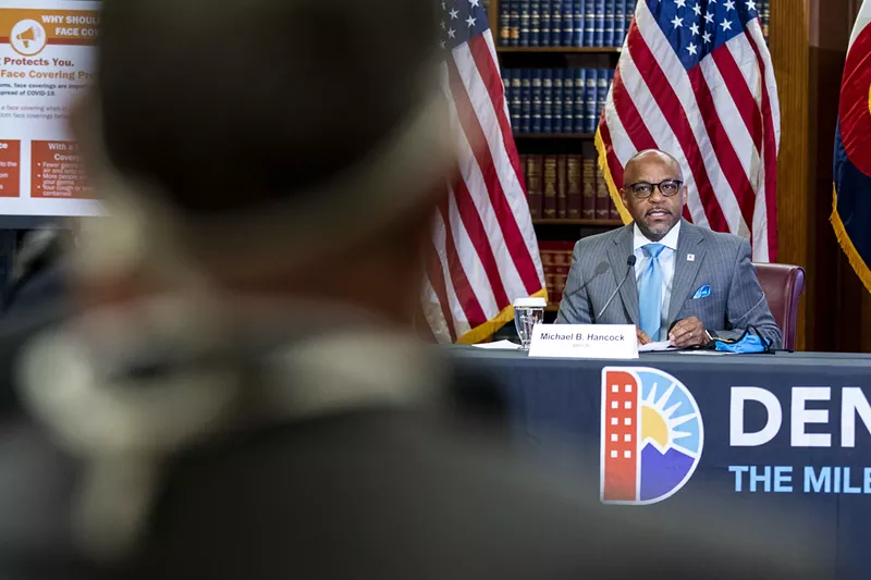 Image: Mayor Michael B. Hancock's press conference on April 5, 2020.