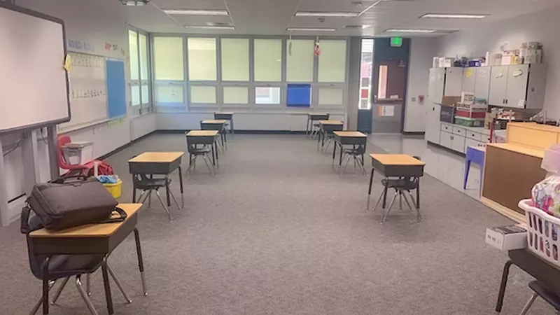 Image: Classrooms in the Denver Public Schools system will be empty until mid-October because of COVID-19.
