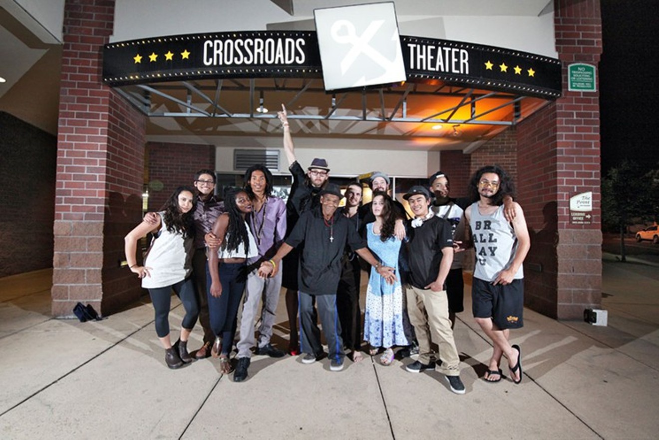 Volunteers standing in front of Crossroads Theater in a 2016 photo.