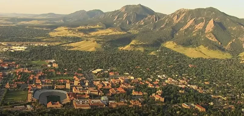 Image: The University of Colorado Boulder campus as seen from the air.