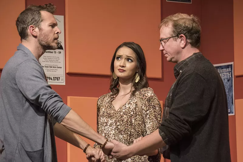 Image: John Jurcheck (left), Adriane Leigh Robinson, Matthew Schneck in Thanksgiving Play.