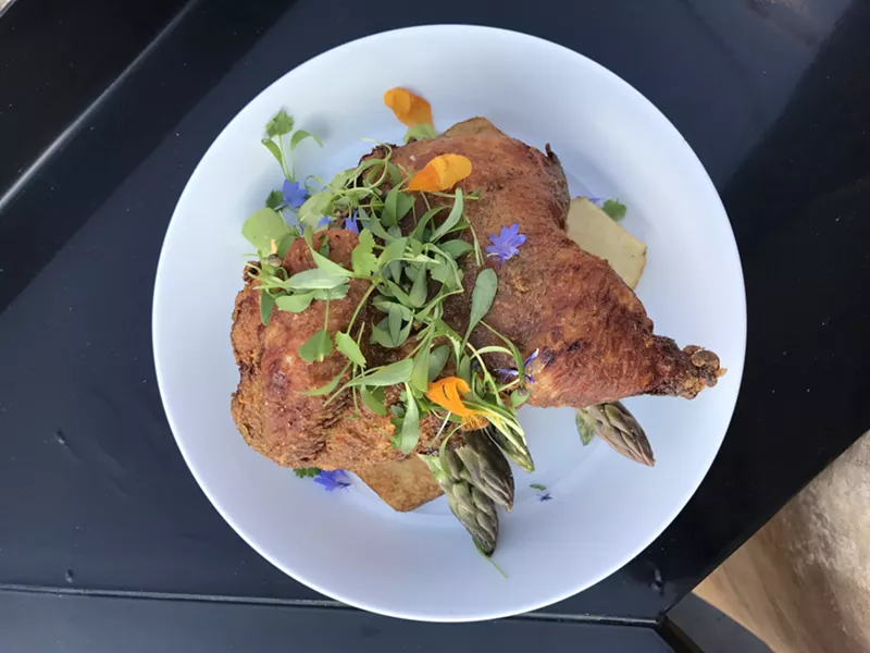 Image: Says Hadley of this dish: "I was at work one day and fried half of a chicken with garam masala spices! Just playing around."