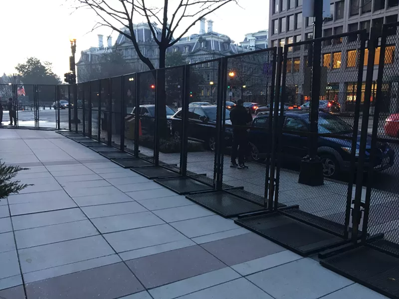 Image: Security barriers near the White House have been up since last Friday.