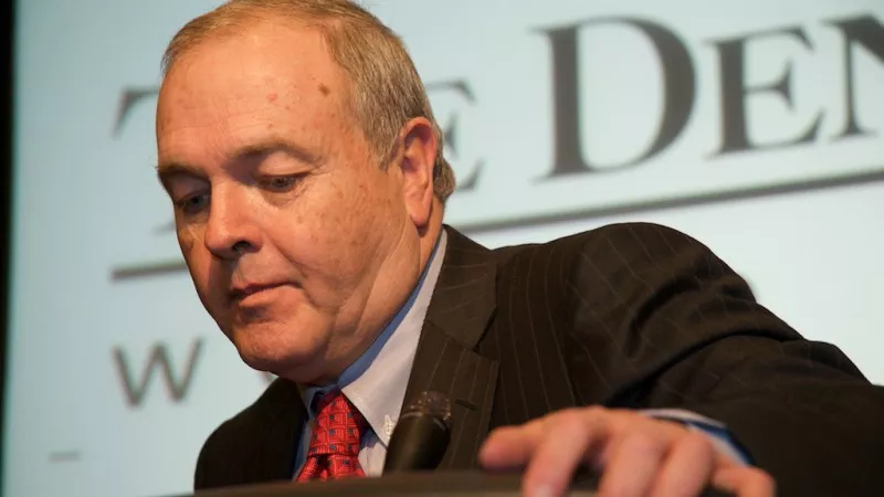 Image: Dean Singleton at the 2009 press conference announcing the shutdown of the Rocky Mountain News.