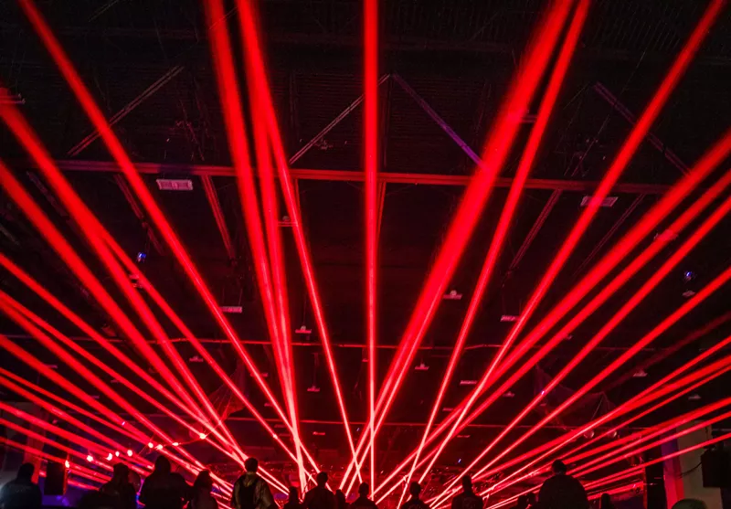 Image: red lasers at a rave