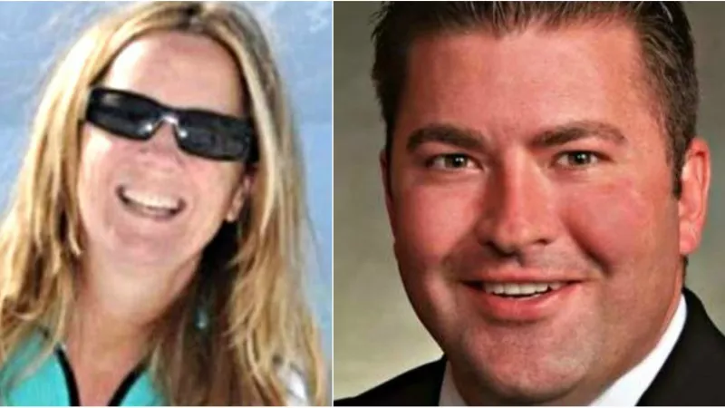 Image: Dr. Christine Blasey Ford, who's accused U.S. Supreme Court nominee Brett Kavanaugh of sexual assault, and Colorado Representative Patrick Neville.