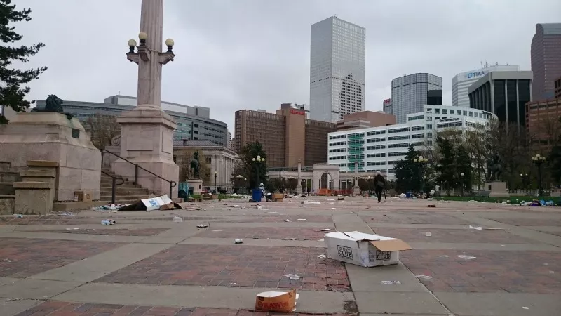 Image: Civic Center Park the morning after this year's Denver 420 Rally.