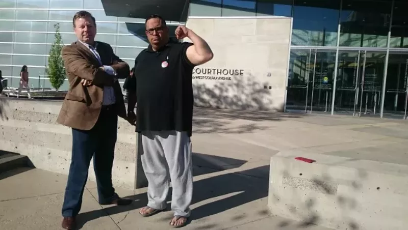 Image: Attorney Rob Corry and Denver 420 Rally permit-holder Miguel Lopez are ready to take on the City of Denver. Additional photos below.